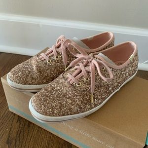 Keds x Kate Spade Rose Gold Glitter Sneakers Size 7